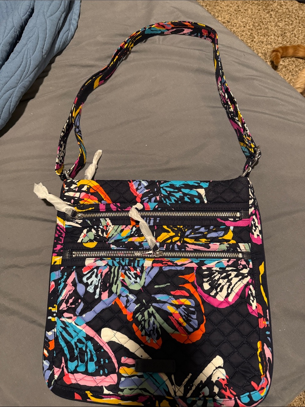 Vera Bradley Butterfly Flutter Hipster Crossbody - Black with Red Accents